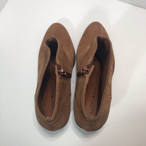 Womens Lucky Brand Brown Suede Ankle Booties 7.5 - Picture 3 of 8